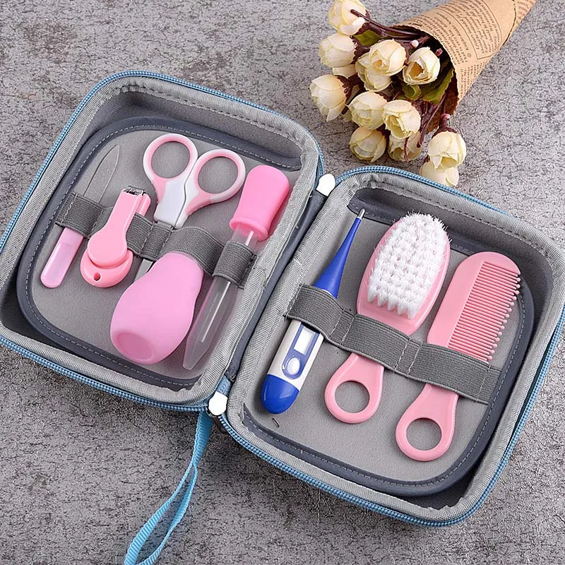 8Pcs Baby Grooming Health Care Manicure Set Baby Nail Care Practical Clipper Trimmer Convenient Daily Hair Brush Kits