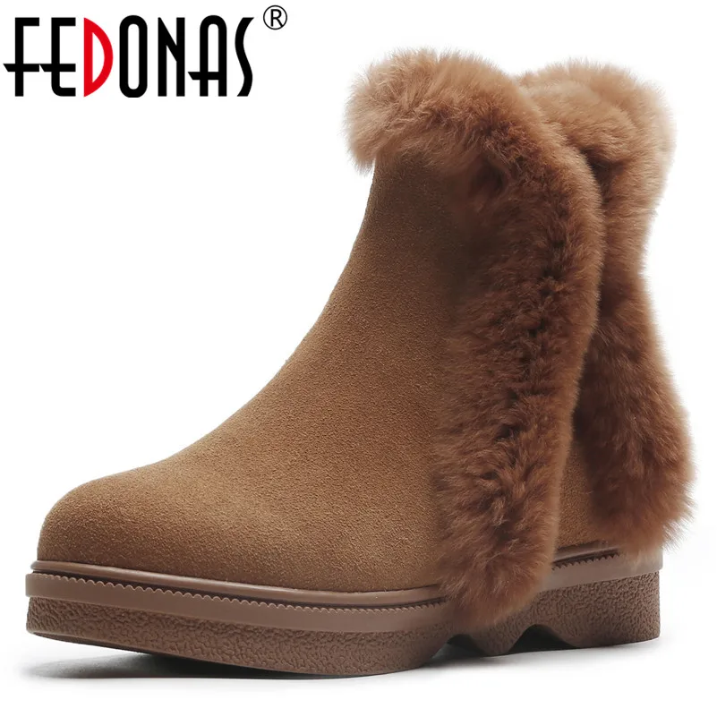 

FEDONAS Retro Women Suede Leather Wedges High Heels Autumn Winter Martin Shoes Woman Round Toe Zipper Snow Boots Basic Boots