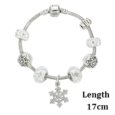 VIOVIA, очаровательный браслет со снежинками, супер стиль, для женщин, сделай сам, Кристальные бусины, подходят для браслетов и браслетов, ювелирные изделия, рождественский подарок B16115 - Окраска металла: chain length 17cm