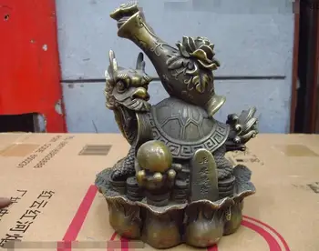 

Chinese Feng Shui Bronze Lucky Wealth Flower Vase Dragon Turtle Statue