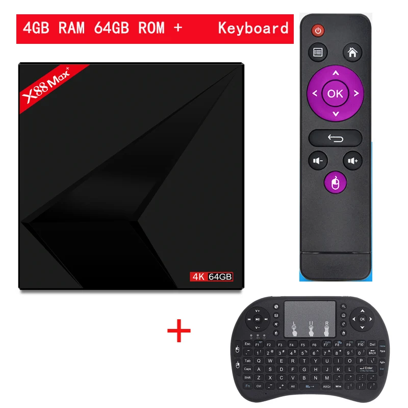 Android 9,0 ТВ приставка X88 MAX+ 4 Гб ОЗУ 64 Гб ПЗУ RK3328 Penta-Core 2,4G/5G двойной Wifi X88MAX+ Smart 4K медиаплеер - Цвет: 4G 64G Add keyboard