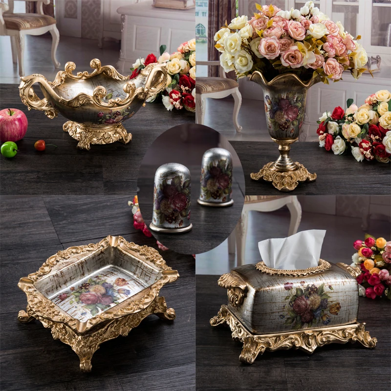 European high grade fruit plate resin paper towel box ashtray three