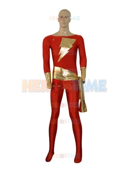 

Captain Marvel Superhero Costume For Adult Male Lycra Sapndex Halloween Cosplay Party Zentai Suit The Most Classic Free Shipping