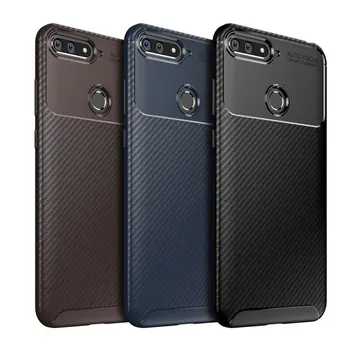 

50pcs/lot For Huawei Honor 7A Pro Rugger Armor Anti-Shock Carbon Fiber TPU Back Case For Huawei Y6 Prime 2018