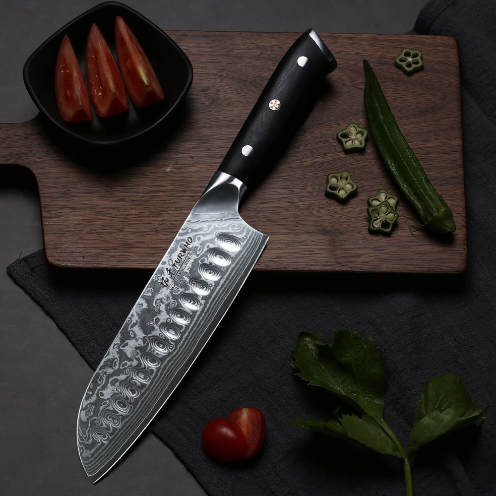 TURWHO 4 шт. набор кухонных ножей японский VG10 Дамасская стальная бритва острые ножи шеф-повара Santoku Кливер универсальный нож G10 Ручка