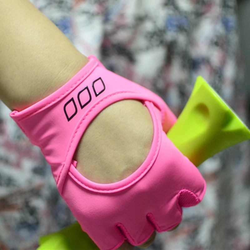 Тренажерный зал Бодибилдинг тренировочные фитнес перчатки Спорт Тяжелая атлетика упражнения Нескользящие перчатки для женщин Йога перчатки розовый цвет