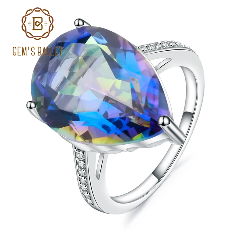 Gem's Ballet 10.68ct натуральные радужные мистические кварцевые коктейльные кольца для женщин, 925 пробы Серебряное обручальное кольцо, хорошее ювелирное изделие