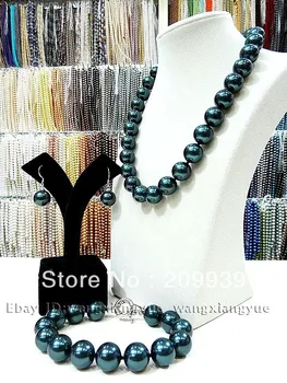 

huij 001826 12MM silver-gray shell pearl necklace&earrings sets can choose