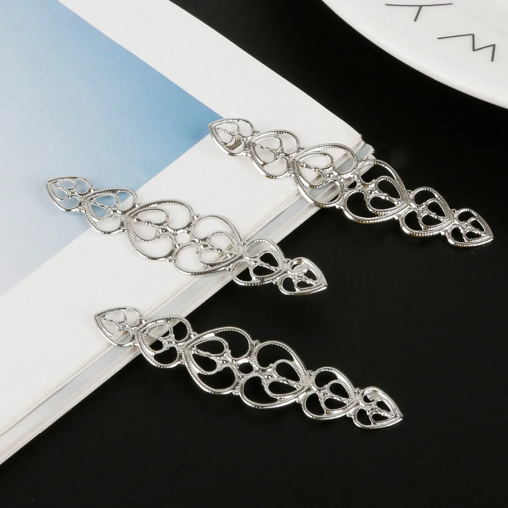 

15pcs 54x14mm Filigree Wraps Flower Connectors Metal Crafts For DIY Charms Pendants Jewelry Making Findings Handmade