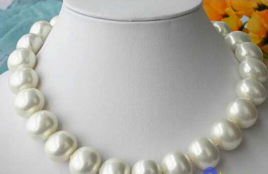 

huij 0033118 HUGE 17" 20MM WHITE RICE SOUTH SEA SHELL PEARL NECKLACE