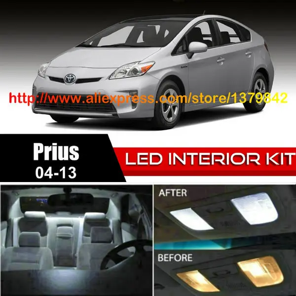 

Free Shipping 12Pcs/Lot 12v Xenon White/Blue Package Kit LED Interior Lights For 04-13 Toyota Prius