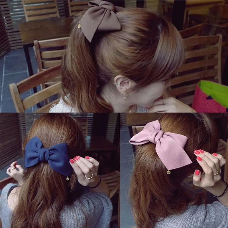

Girl Solid Cloth Bows Hairpins Women Big Hair Clips