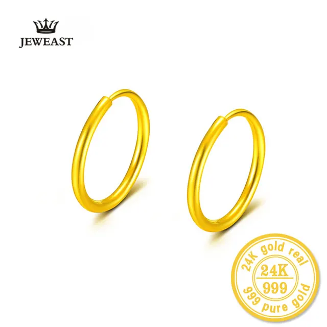 24k Pure Gold Hoop Earrings Spherical Real 999 Solid Smooth Circular 24k Pure Gold Hoop Earrings Spherical Real 999 Solid Smooth Circular Clic Hot Ing Like Nice