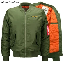 Mountainskin 6XL Зимняя Куртка Мужчины Парки Мужской Военно-Воздушные Силы Один Бомбардировщик Куртка Мужчины Пальто Толстых Мужчин Фирменная Одежда LA139