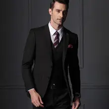 Популярный черный мужской костюм смокинг бизнесмен жених свадебная вечеринка выпускные костюмы на заказ