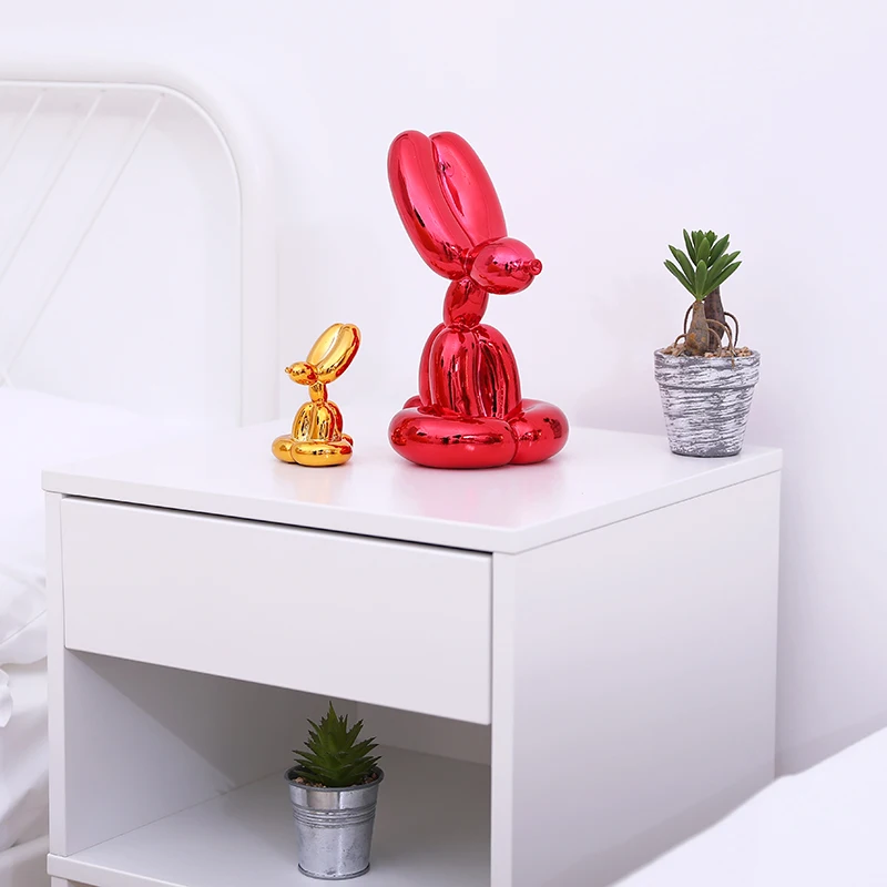 Cute Shiny Balloon Rabbit Abstract Crafts Resin Statue Home Decor Art Sculpture