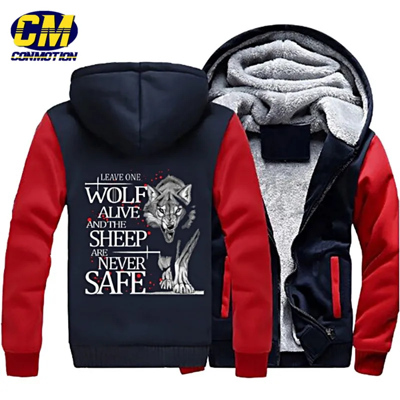 Мужская теплая куртка ConMotion зимняя Толстовка с принтом волка|wolf sweatshirt|men printed