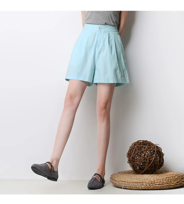 Широкие Шорты женские, с высокой талией Летний стиль туфли с широко открытым носком, фасон свободные женские повседневные шорты конфетного цвета, большие размеры