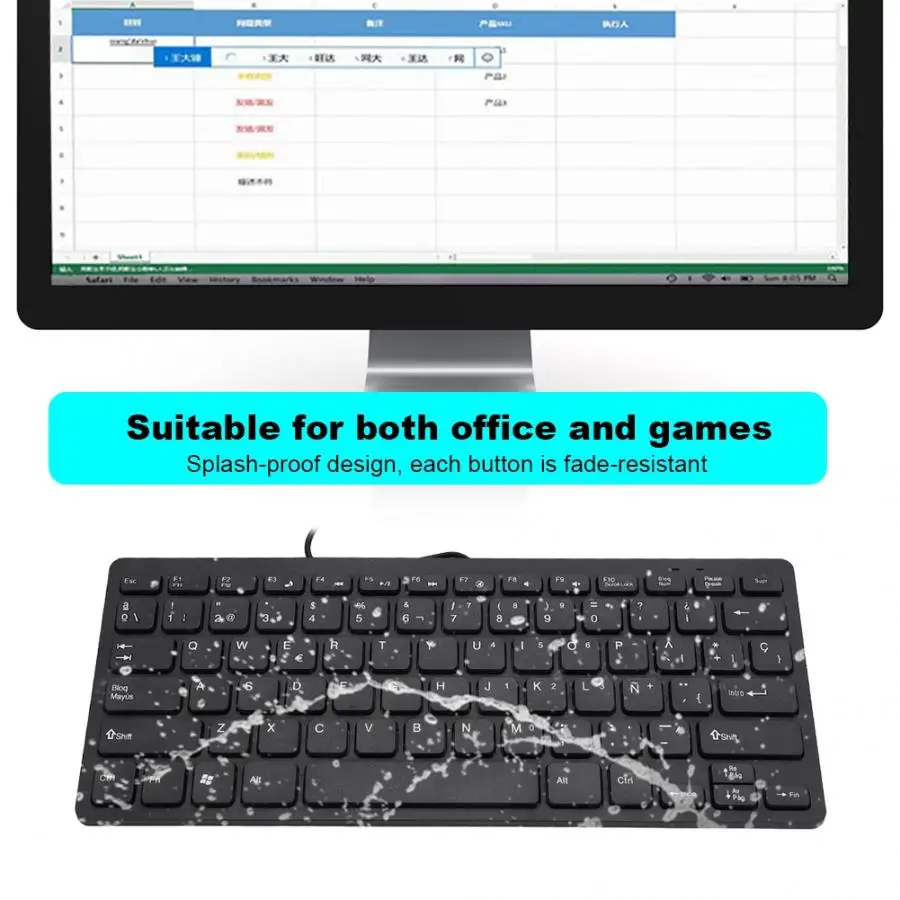 Ультра-тонкая испанская промышленная Бесшумная клавиатура с 78 клавишами, Проводная Мини Портативная бизнес-клавиатура, USB для настольного ноутбука, компьютера