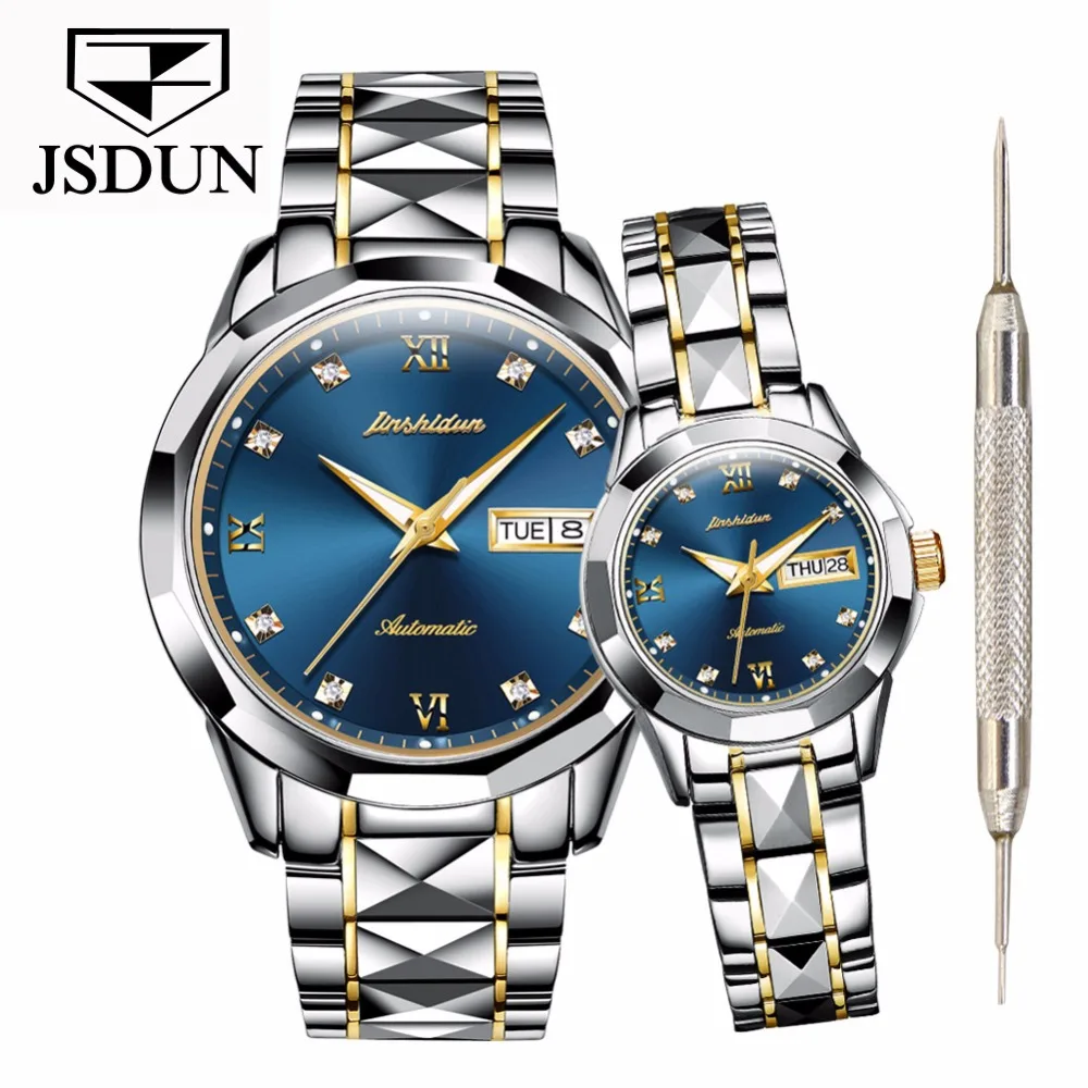 JSDUN пара часов для влюбленных мужчин женщин люксовый бренд водонепроницаемые