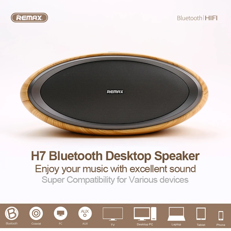 REMAX rb h7 Bluetooth 4 2 NFC динамик сабвуфер Вибрация трека 3D деревянная крышка настольная