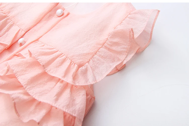 2018 Hot Summer New Design 2 3 4 6 8 9 10Years Thin Sweet Cute Solid Color Short Fly Sleeve Blouse Baby Kids Girls Chiffon Shirt (19)