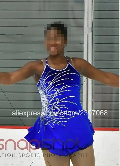 Vestido de patinaje artístico para niña, traje de patinaje para mujer, azul  y blanco, novedad de 2020, personalizado, envío gratis - AliExpress