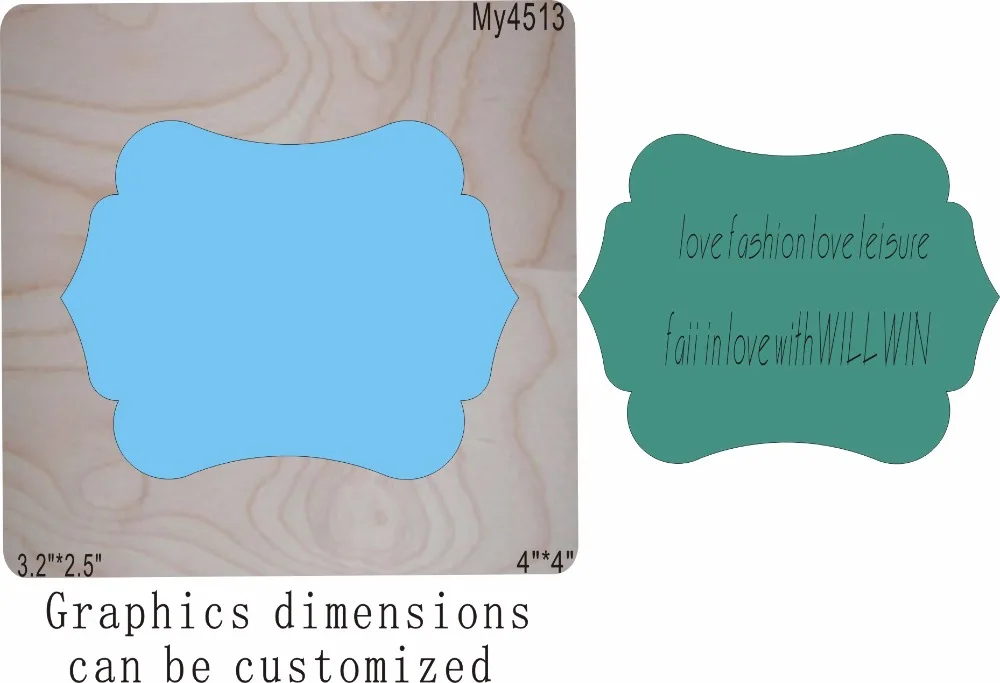 

Sky blue tag Wooden die New Compatible MY The details are size mold, graphic size,