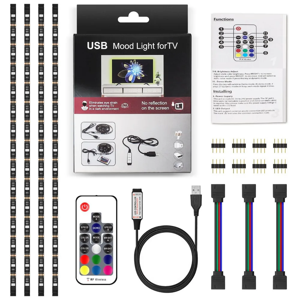 Светодиодные полосы света 2 м 6 Футов RGB смещение освещение для 40 60 дюймов HDTV USB LED