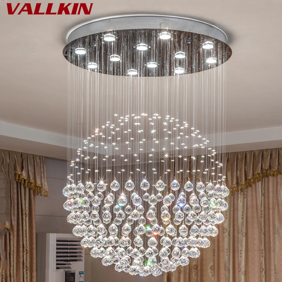 Modern K9 Large LED SphericLiving Room Crystal Chandeliers Lighting Fixture for Round Indoor Lamp Showcase Bedroom Hotel Hall |