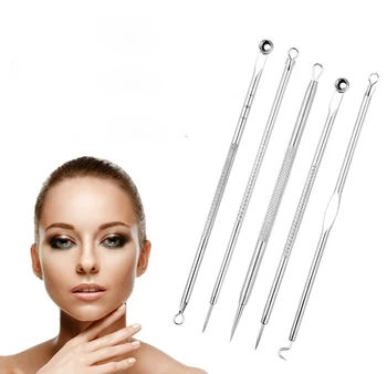 

5Pcs/Set Acne Needles Blackhead Remover Extractor Double-Headed Pimple Extractor Remover Tool Set OPP Packing