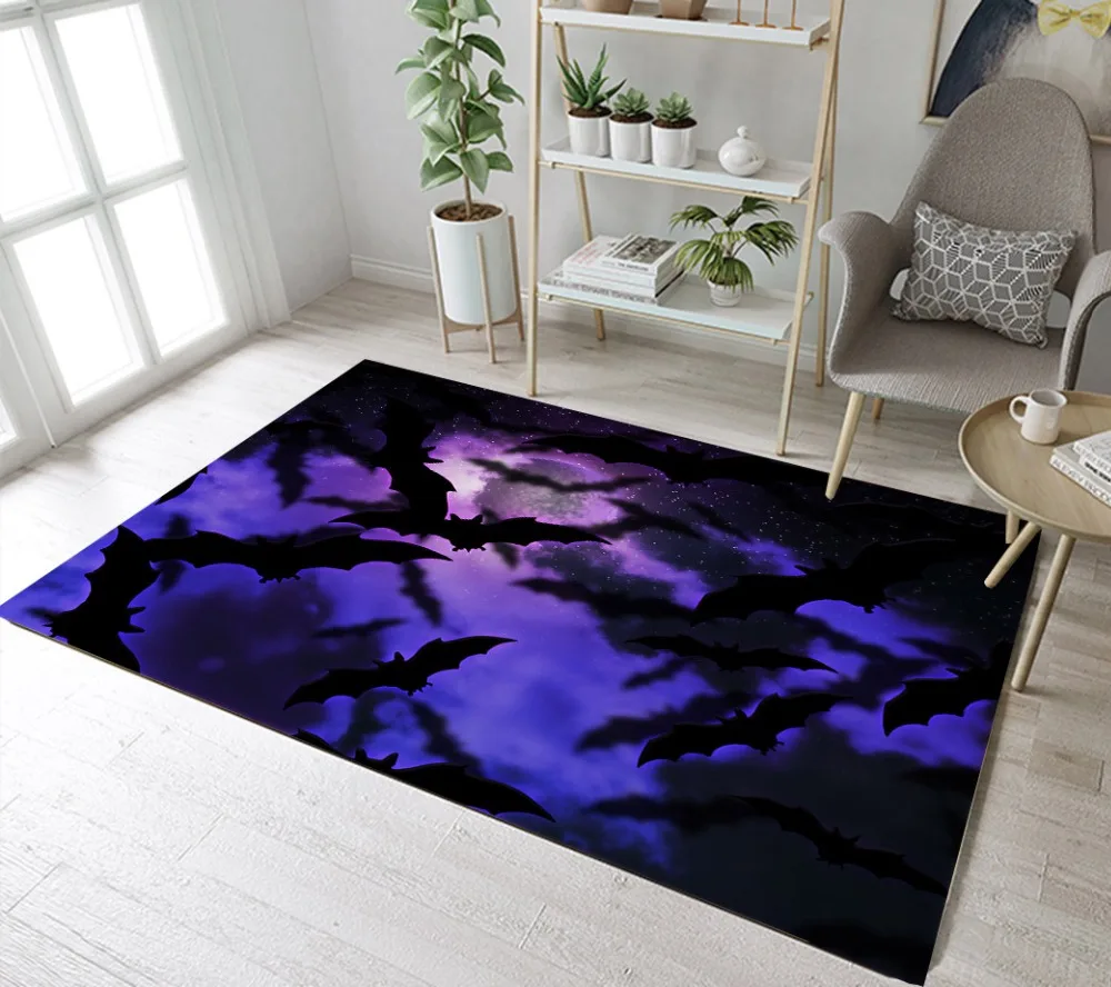 Bats In Purple Sky And Moon Living Room Area Rugs Bedroom Bats In Purple Sky And Moon Living Room Area Rugs Bedroom Carpets Children S Floor Cushion Bathroom Non Slip Mat Bath Mats From Home