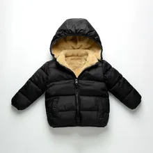 2017Autumn Winter new fashion boys girls solid hooded cotton coat arctic velvet thicker coat short section
