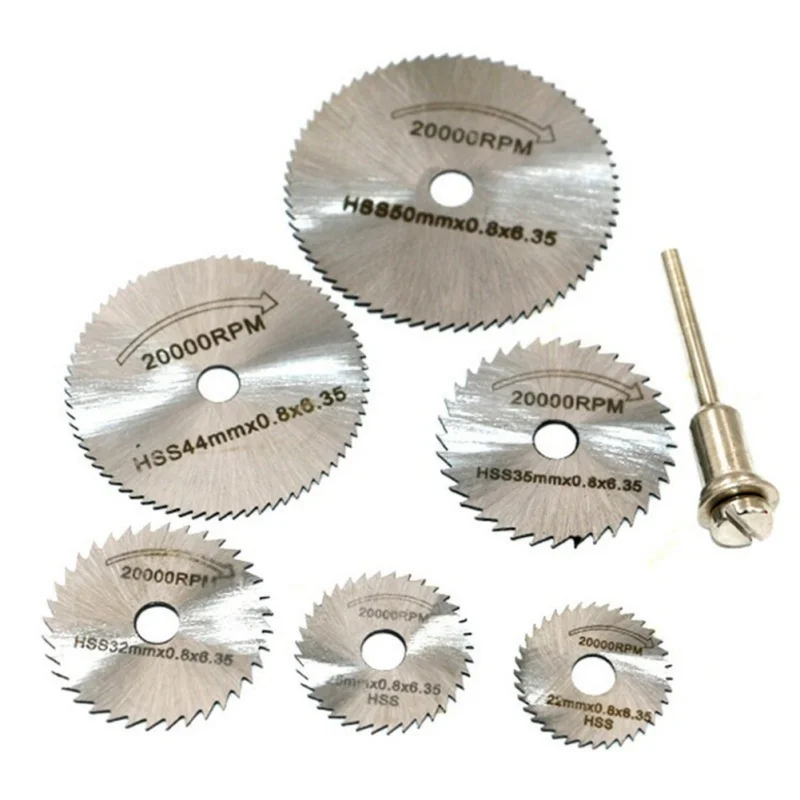 

7pcs /Set HSS Circular Saw Blade Rotary Tool For Dremel Metal Cutter Power Tool Set Wood Cutting Discs Drill Mandrel Cutoff