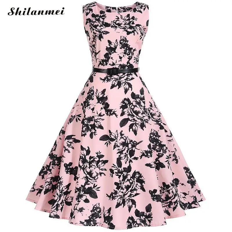 Ropa de mujer más tamaño 2xl mujeres vestido Retro Vintage rockabilly swing femenino vestidos Flamingo patrón 2017 partido Vestidos Ropa de mujer más tamaño 2xl mujeres vestido Retro Vintage rockabilly swing femenino vestidos Flamingo patrón 2017 partido Vestidos
