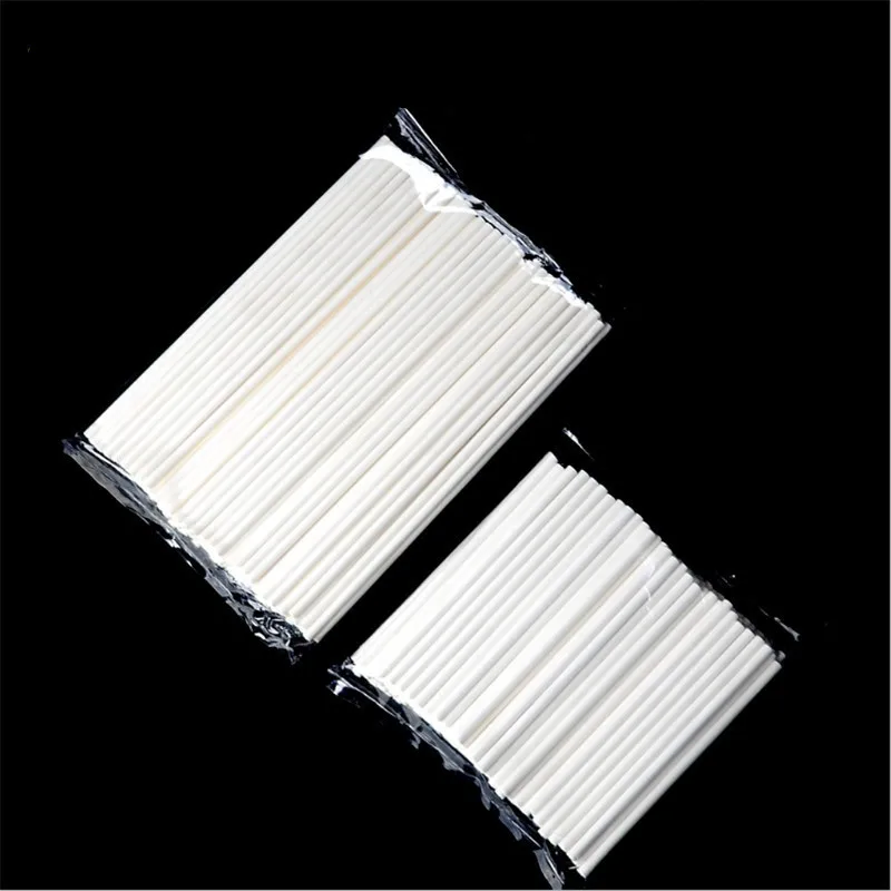 100 pcs/lot Food-Grade Solid White Pop Sucker Sticks Chocolate Cake Lollipop Lolly Sugar Candy Paper Stick