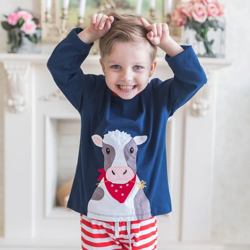 

Toddler Boys Clothing 2018 Christmas Kids Clothes Boys Costume Kids Animals Appliqued Vetement Fille Children Clothing Set 2-7T