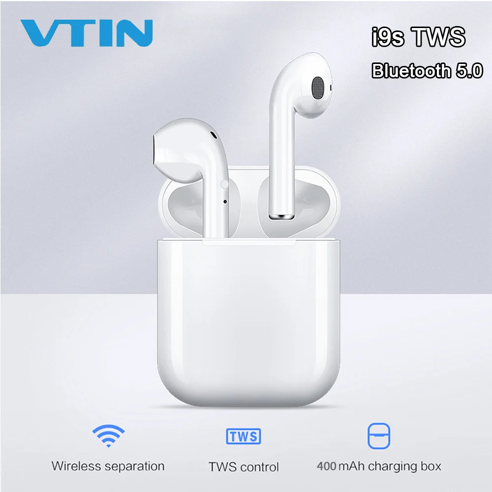 

VTIN i9S TWS Wireless Bluetooth 5.0 Earphone Button Control HiFi 3D Stereo Sound Wireless Bluetooth Headphones with Charging Box