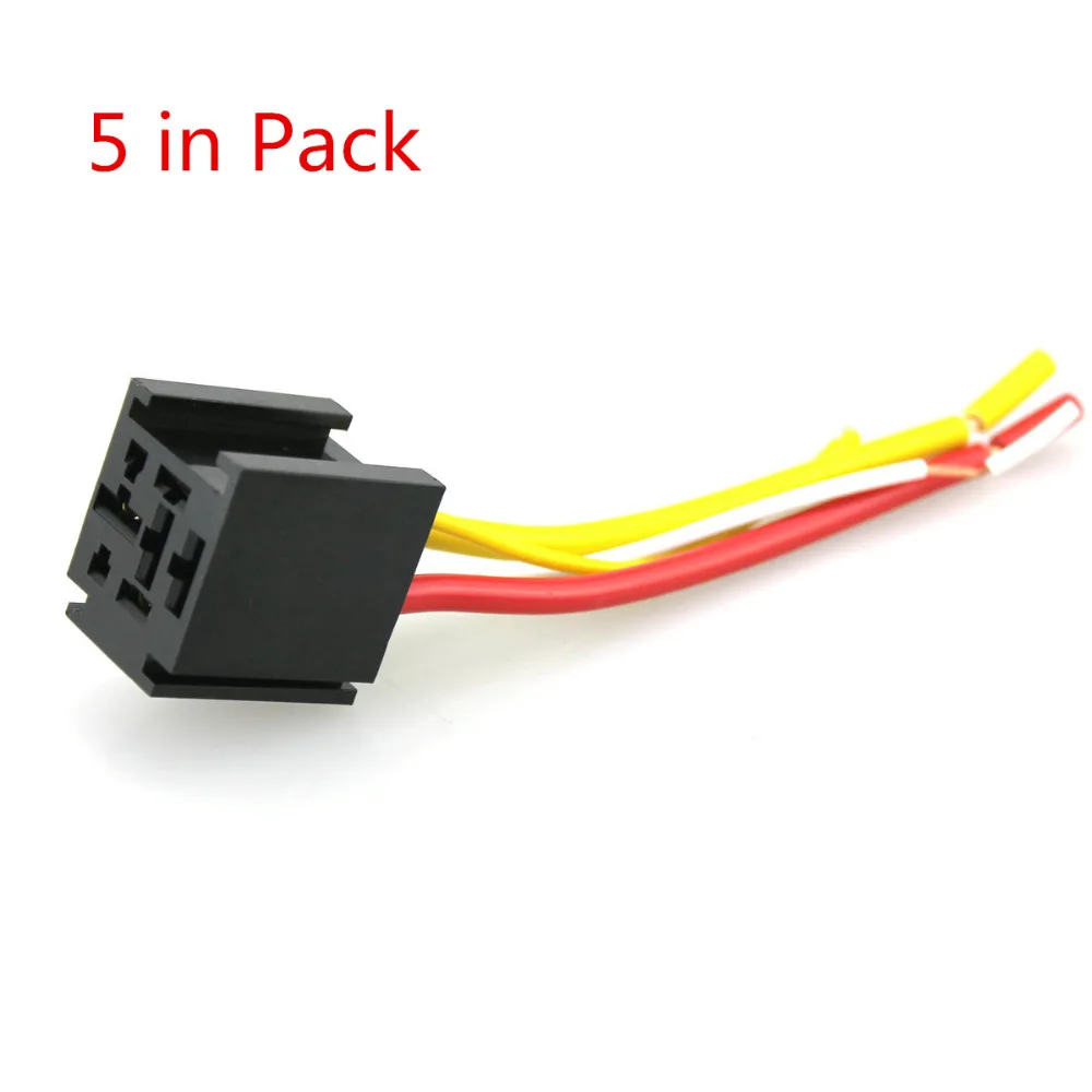 5PCS 12V 60 70 80 Amp Automotive Relay Harness Socket with 11AWG and