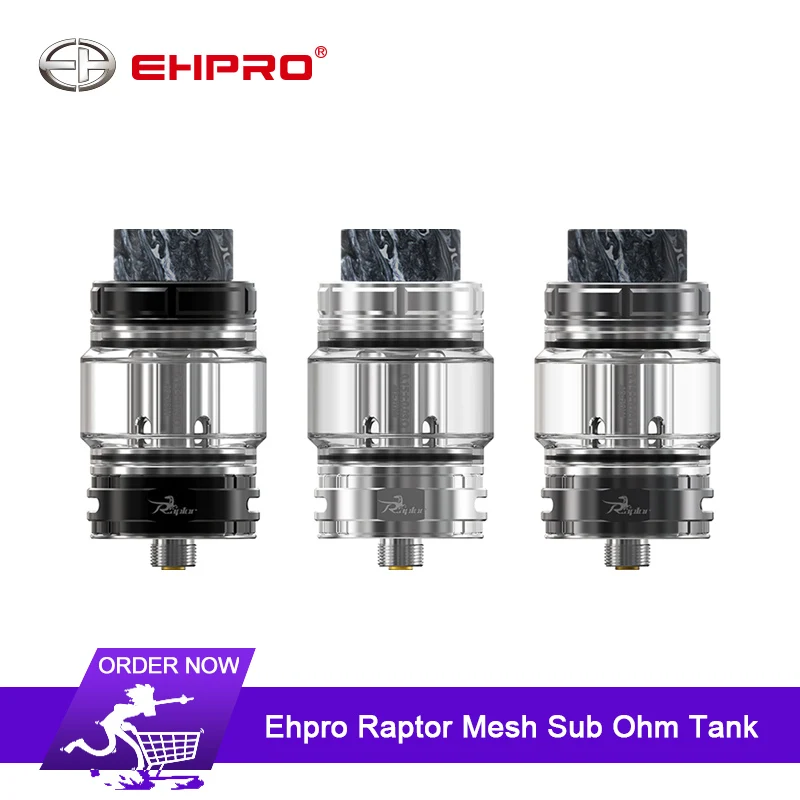

New Ehpro Raptor Tank 6ml Mesh Sub Ohm Atomizer 25mm Single/Dual sea grass fiber cotton Mesh Coil E-cig Vape Tank Vaporizer