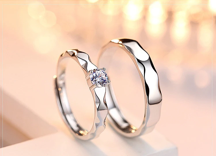 SHANICE Настоящее 925 Чистое серебро, классический волнистый дизайн, открытые кольца для влюбленных мужчин и женщин, модные свадебные и обручальные кольца