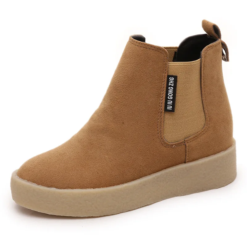 

2017 Autumn chelseaed Ankle Boots For Women thick bottom suede elastic Women's Ankle Boot Fashion Short Martin Shoes