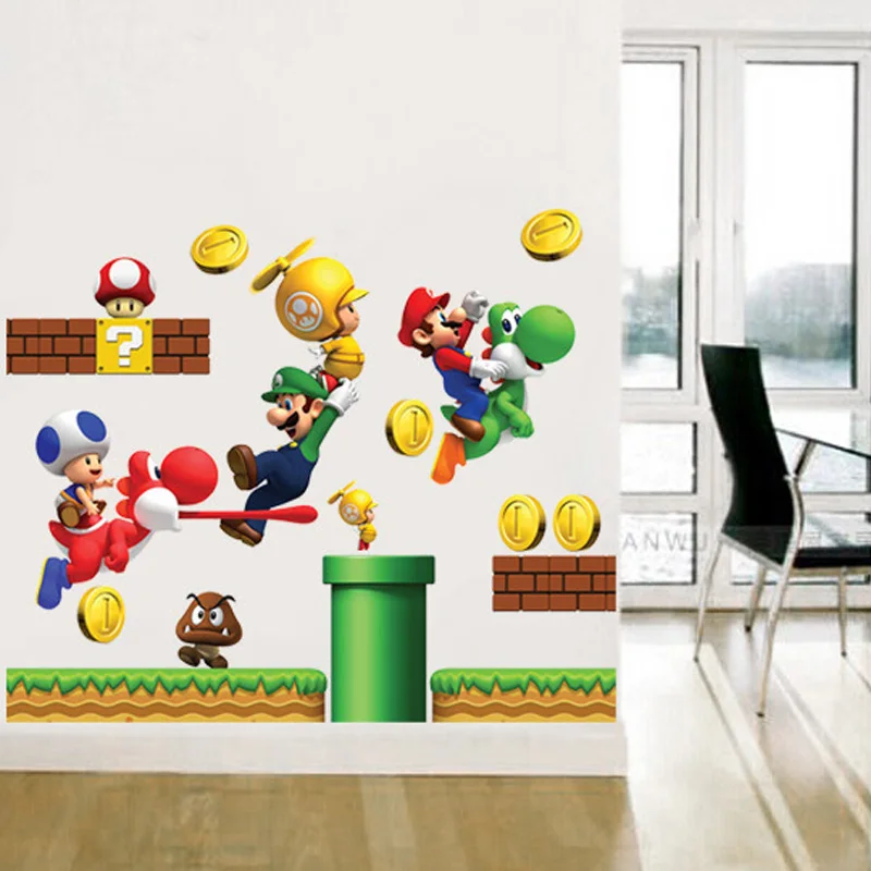 

Vinyl Removable Wall Stickers Sticker Home Decor S GIANT Big Super Mario Bros Children Removable Wall Box Stickers Home