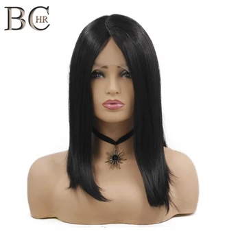 

BCHR Medium-length Straight Synthetic 13*4 Lace Front Wig for Black Women Natural Black Wig Side Part Heat Resistant fiber Hair