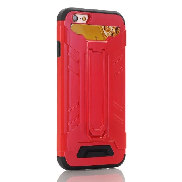Противоударный Защитный чехол Hybrid Cover Чехол-кобура с подставкой Чехол для iPhone 6 6 S плюс с кармашек для банковских карт - Цвет: red