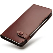 

QIALINO Flip Capa Case for iPhone X Xs Crazy Horse Texture Cowhide Leather Wallet Smart Phone Cover for iPhone Xs Cases Brown