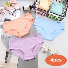 

2018 Fasion 4PCS/lot Women Panties Sexy Ultra-Thin Briefs Cute Cotton Intimate Summer Solid Underwear Free Size for Female