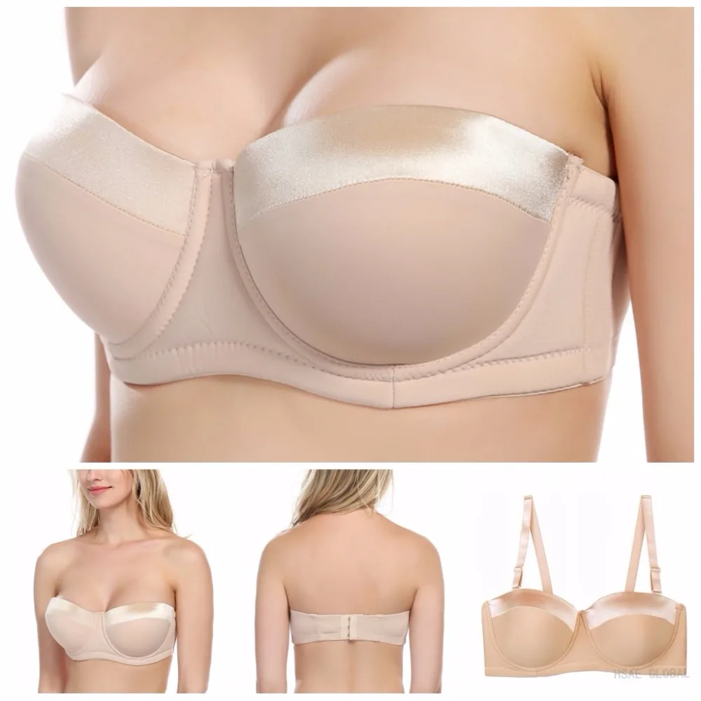 Women Strapless Bra Plus size 32-46 B/C/D/DD/E/F/G Half Cup Multiway Balcontette Bra with Straps N059 Women Strapless Bra Plus size 32-46 B/C/D/DD/E/F/G Half Cup Multiway Balcontette Bra with Straps N059