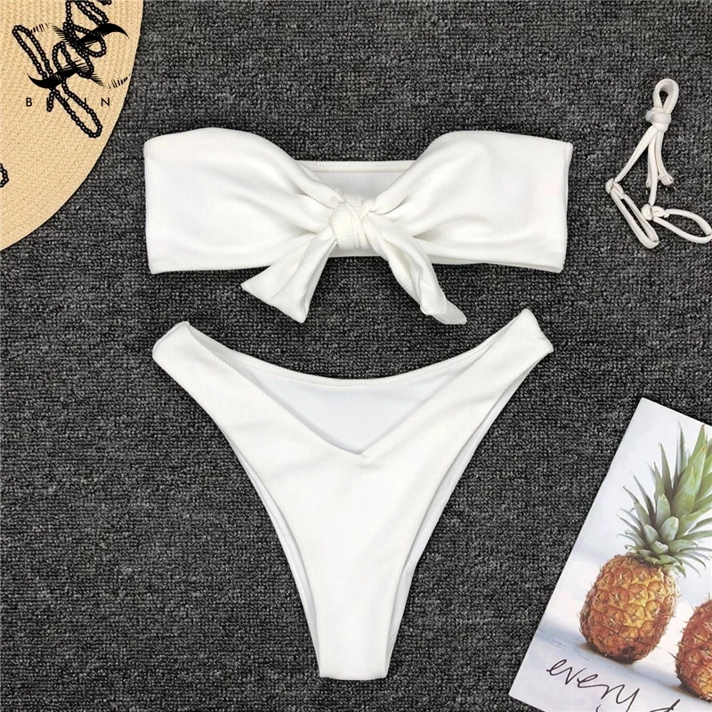 Bikinx ребристые Экстрим бикини микро купальный костюм узел Красный купальник