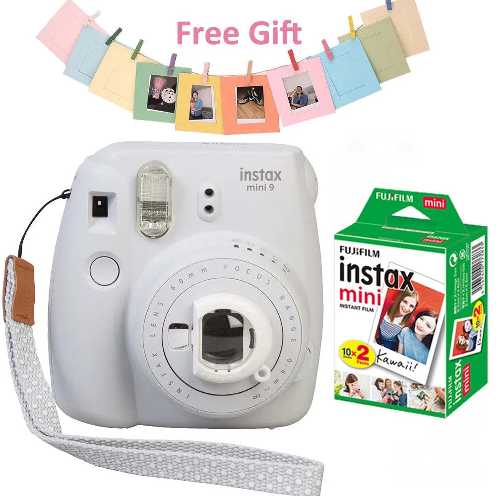 Fujifilm Instax Mini 9 пленочная камера+ Fuji 20 листов мгновенная мини 8 белая фотобумага пленки+ красочная бумажная фоторамка - Цвет: Smoky White Set